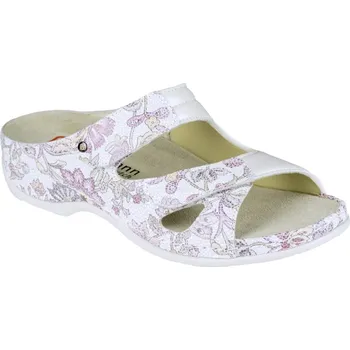 Dámské pantofle JANNA halluxový pantofel dámský bílý s květy 01027-244 Berkemann Velikost: 38 a 2/3 (5,5)