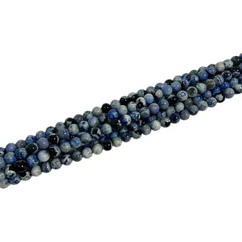 Korálek Achát modro-šedo-černý 8mm šňůra