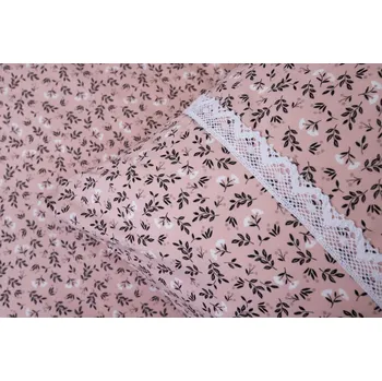 Povlečení Podpěrová s.r.o. Krepové povlečení HERBARIUM starorůžové S KRAJKOU Velikost: 140x220 (1x), 70x90 cm krajka (1x)