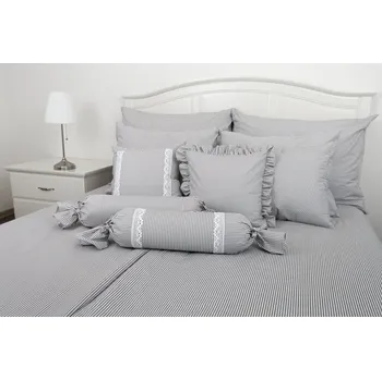 Povlečení Podpěrová s.r.o. Krepové povlečení ŠEDÝ DROBNÝ PROUŽEK Velikost: 200x220 cm (1 ks), 70x90 cm (2 ks) ŠEV na peřině