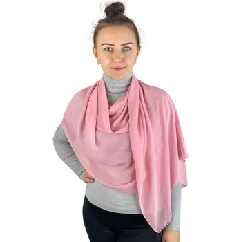 Šátek Dámský šátek 90 x 175 cm Ozdobné kamínky - růžový