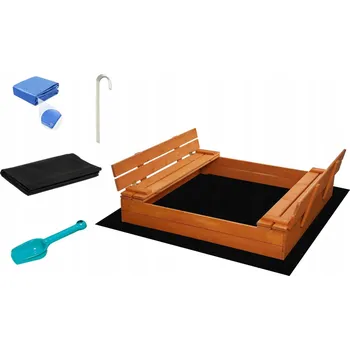 Hra na zahradu SAND TROPIC Dřevěné pískoviště s lavičkami a příslušenstvím 150x137cm (impregnované)