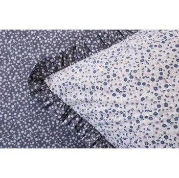 Povlečení Podpěrová s.r.o. Krepové povlečení MODRÉ KYTIČKY poz/neg S KANÝREM Velikost: 200x220 (1x), 70x90 cm kanýr (2x) ŠEV na peřině