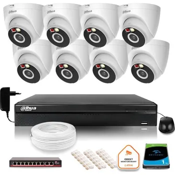 Zabezpečení domácnosti Dahua IP Surveillance Kit 2MPx 8 venkovních kamer IR LED osvětlení 30m