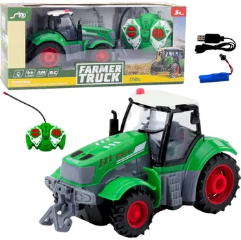 autíčko LEAN Toys Dálkově Ovládaný RC Zemědělský Traktor Zelený 1:24