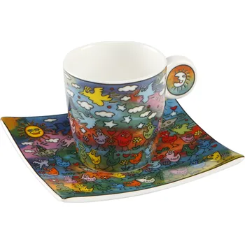 Goebel James Rizzi Espresso šálek s podšálkem Up Down and Flying Around
