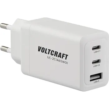 Mobilní telefon VOLTCRAFT UC-2C1A65W01 USB nabíječka, GaN, 1x USB A , 2x USB-C®, 65 W, Rychlé nabíjení, Power Delivery 3.0, bílá