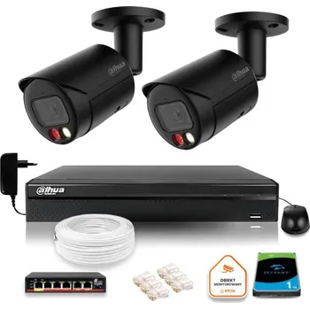 Dahua IP dohledová sada 4MPx 2K 2 venkovní černé kamery s 1TB diskem