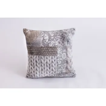 Polštář Podpěrová s.r.o. Povlak na polštářek z mikroflanelu ŠEDOHNĚDÝ COPÁNKOVÝ VZOR 40x40 cm