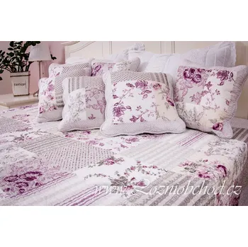 Bytový textil Podpěrová s.r.o. Povlak na polštář PATCHWORK ŠEDO-LILA DELUXE 50x70 cm