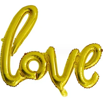 Dortová svíčka Fóliový balónek LOVE 102x65 cm ZLATÝ