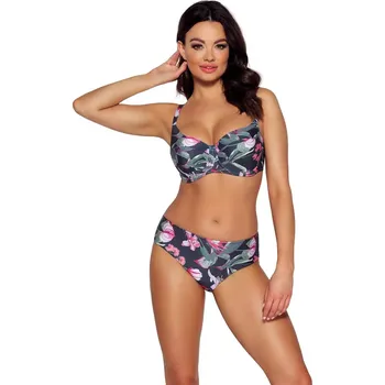 Dámské plavky Dámská plavková podprsenka SK-167 Tmavě modrá s květy - Ava 85E