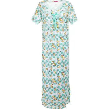 Dámská noční košile Noční košile Lístky a kostičky - Zelená Velikost: M