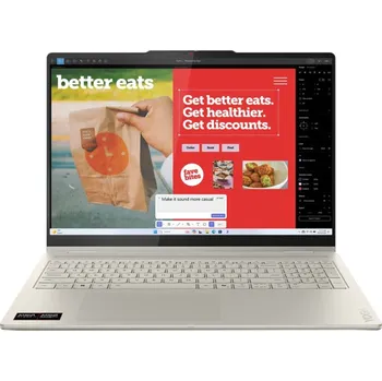 Notebook Lenovo Yoga 7 2-in-1 16AKP10 Copilot+ PC AMD Ryzen AI 7 350 Hybridní (2v1) 40,6 cm (16") Dotyková obrazovka 2.8K 16 GB LPDDR5x-SDRAM 512 GB SSD Wi-Fi 7 (802.11be) Windows 11 Home