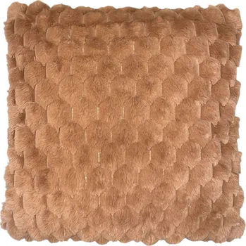 Dekorativní polštářek Mikroplyšový polštářek, včelí vzor - Světle hnědý 45x45 cm
