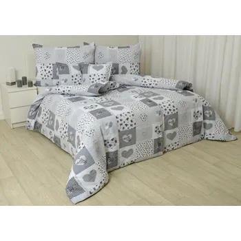 Povlečení Podpěrová s.r.o. Krepové povlečení PATCHWORK DOVE Velikost: 240x200 cm (1 ks), 70x90 cm (2 ks) ŠEV na peřině