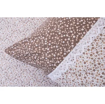 Povlečení Podpěrová s.r.o. Bavlněné povlečení HNĚDOBÍLÉ KYTIČKY s KRAJKOU (poz/neg) Velikost: 140x200 (1x), 70x90 cm krajka (1x)