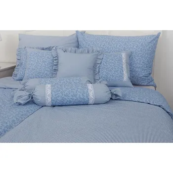 Povlečení Podpěrová s.r.o. Bavlněné povlečení LATA modrá s proužkem Velikost: 240x200 cm (1 ks), 70x90 cm (2 ks) ŠEV na peřině