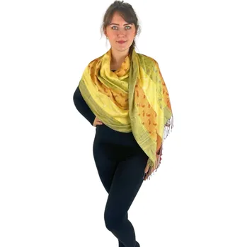 Dámský šátek 70x175cm drops - oranžovo-zelený