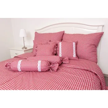 Povlečení Podpěrová s.r.o. Krepové povlečení ČERVENÁ KOSTIČKA tmavá Velikost: 240x200 cm (1 ks), 70x90 cm (2 ks) ŠEV na peřině