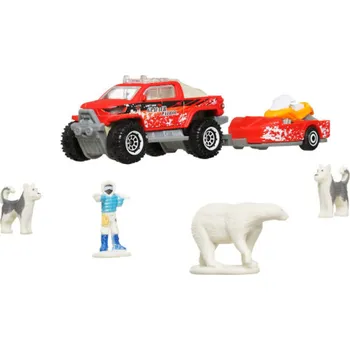 Mattel Sada Matchbox Adventure MBX Arctic Explorer hlídková vozidla + doplňky
