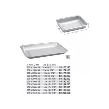 Mělký tác z nerezové oceli 350 x 250 x 35mm