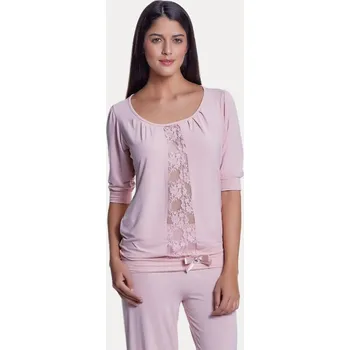 Dámská móda Luisa Moretti Dámské bambusové pyžamo SERENA. Barva: Růžová, Velikost: S