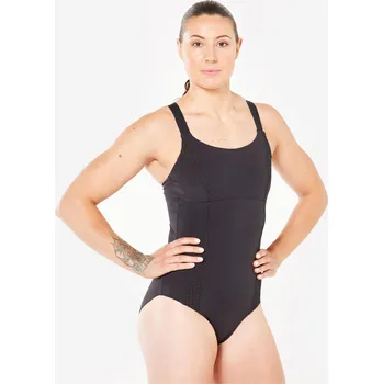 Dámské plavky DECATHLON Dámské jednodílné plavky na aquafitness Elea 42 KAŠTANOVÁ|ORANŽOVÁ|ČERNÁ