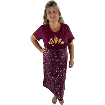 Dámská noční košile Noční košile I LOVE is cream -bordó Velikost: L