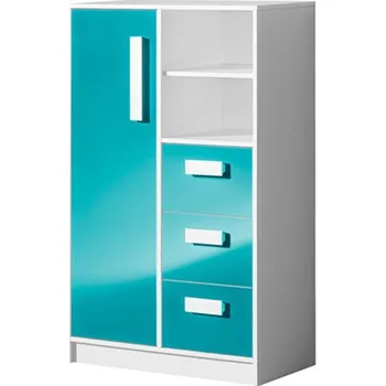Komoda Domel Komoda 80 vysoká Guliver 5 Dvířka Guliver: Popelavy lesk, Úchytky Guliver: Modrá