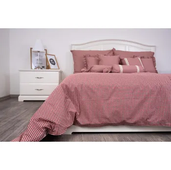 Povlečení Podpěrová s.r.o. Bavlněné povlečení PEPITO kostička BORDÓ Velikost: 140x220 cm (1 ks), 70x90 cm (1 ks)