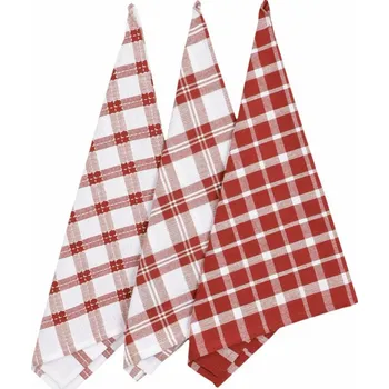 Utěrka Utěrka bavlněná mřížka červená (3 ks)