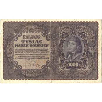 Sběratelství POLSKO. 1000 Marek Polskich 1919. I Serja AF.