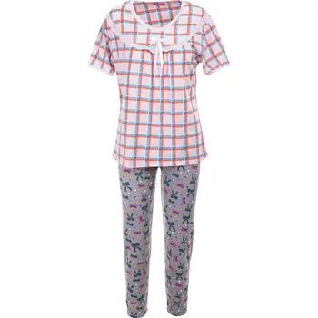 Dámské pyžamo Dámské pyžamo kostička - Béžová Velikost: M