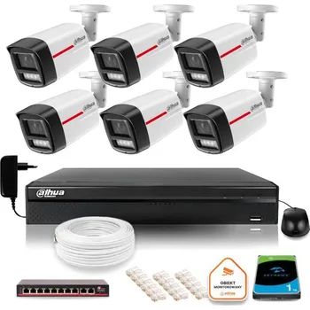 DAHUA IP dohledová sada 6 venkovních LED kamer 50m WizColor 2K