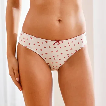 Kalhotky Blancheporte Sada 4 bavlněných kalhotek midi s potiskem srdcí červená 38/40
