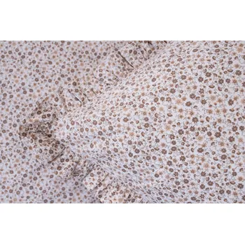 Povlečení Podpěrová s.r.o. Krepové povlečení HNĚDÉ KYTIČKY světlé S KANÝREM Velikost: 200x200 (1x), 70x90 cm kanýr (2x) ŠEV na peřině