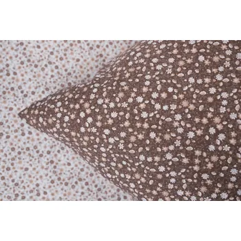 Povlečení Podpěrová s.r.o. Krepové povlečení HNĚDÉ KYTIČKY poz /neg Velikost: 140x200 cm (1 ks), 70x90 cm (1 ks)