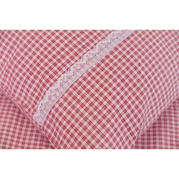 Povlečení Podpěrová s.r.o. Krepové povlečení KOSTIČKA ČERVENÁ negativ s krajkou Velikost: 140x220 (1x), 70x90 cm krajka (1x)