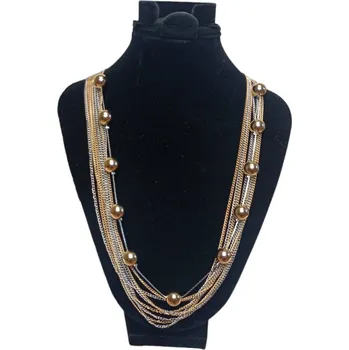 Náhrdelník BAZAR-Metal Náhrdelník - Zlaté a stříbrné řetízky se zlatými kuličkami