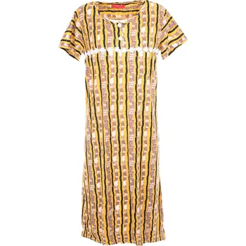 Dámská noční košile Výprodej-Noční košile pruhovaná s kytičkou - žlutá Velikost: L