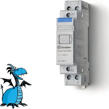Stykač FINDER Instalační relé 22.22.9.024.4000, 2Z/20A, 24V DC 222290244000