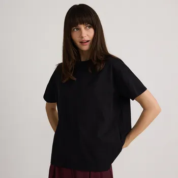 Dámské tričko Reserved - Tričko regular fit z mercerované bavlny - černý - 5391V-99X - 5391V-99X-M-7