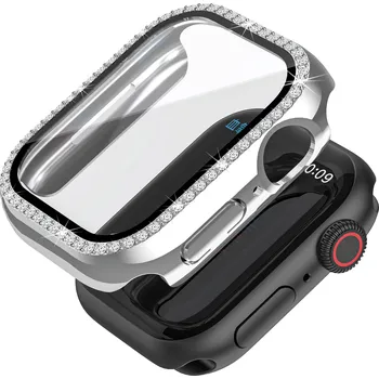 Příslušenství k chytrým hodinkám Ochranné kamínkové pouzdro se sklíčkem pro Apple Watch 44mm Barevná varianta: Stříbrný