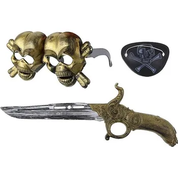 Karnevalový doplněk Godan Set pirát (meč, brýle, páska přes oko)