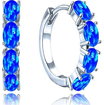 Náušnice Stříbrné náušnice kruhy s modrými opály JMAS0295BE00