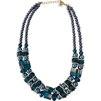 Náhrdelník Náhrdelník ze skleněných a plastových korálků - modrý