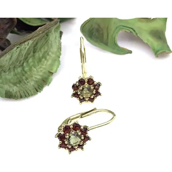 Řetízek Český Granát Diante Zlaté náušnice s vltavínem 31509399 Žlutá