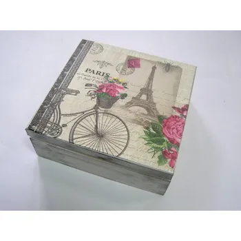 Dárková krabička Dřevěná krabička s víkem - Kolo v Paříži