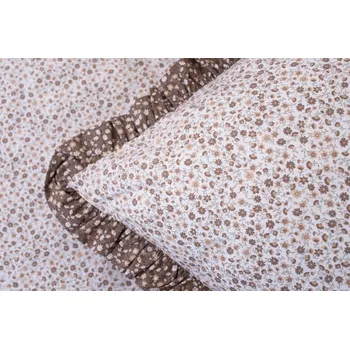 Povlečení Podpěrová s.r.o. Krepové povlečení HNĚDÉ KYTIČKY poz/neg S KANÝREM Velikost: 200x220 (1x), 70x90 cm kanýr (2x) ŠEV na peřině